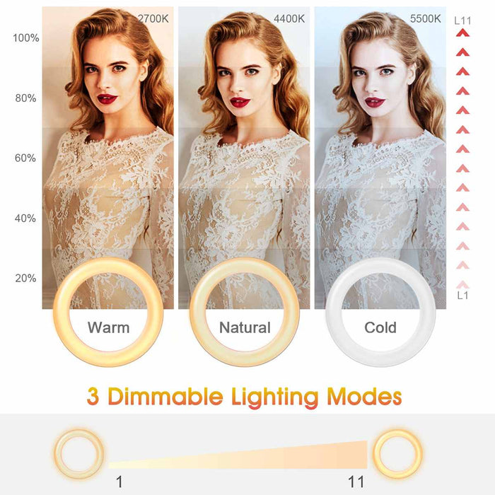 LED Ring Light Stand with Clip, The Ultimate 2-in-1 Lighting Solution: black, white clip-on ring light with USB cable, minima