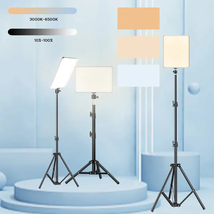 LED Studio Lamp with Tripod, Illuminating Your Studio Space with Style: black, white adjustable LED panel light kit with trip