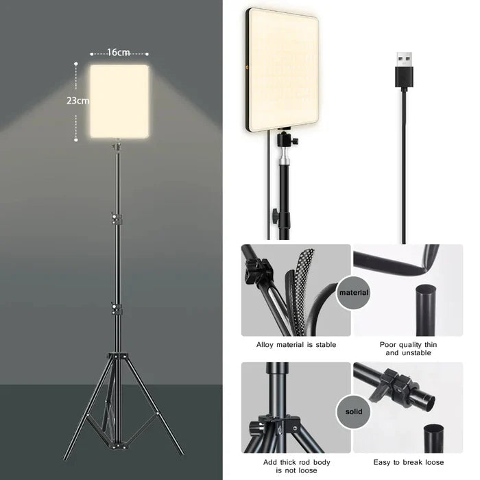 LED Studio Lamp with Tripod, Illuminating Your Studio Space with Style: black, white adjustable LED panel light kit with trip
