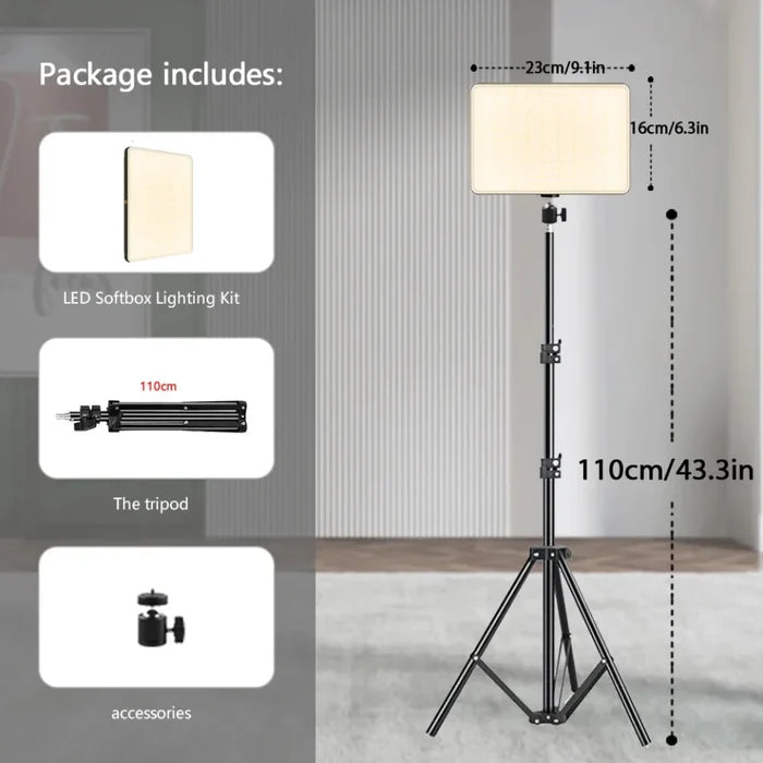 LED Studio Lamp with Tripod, Illuminating Your Studio Space with Style: black, white adjustable LED panel light kit with trip