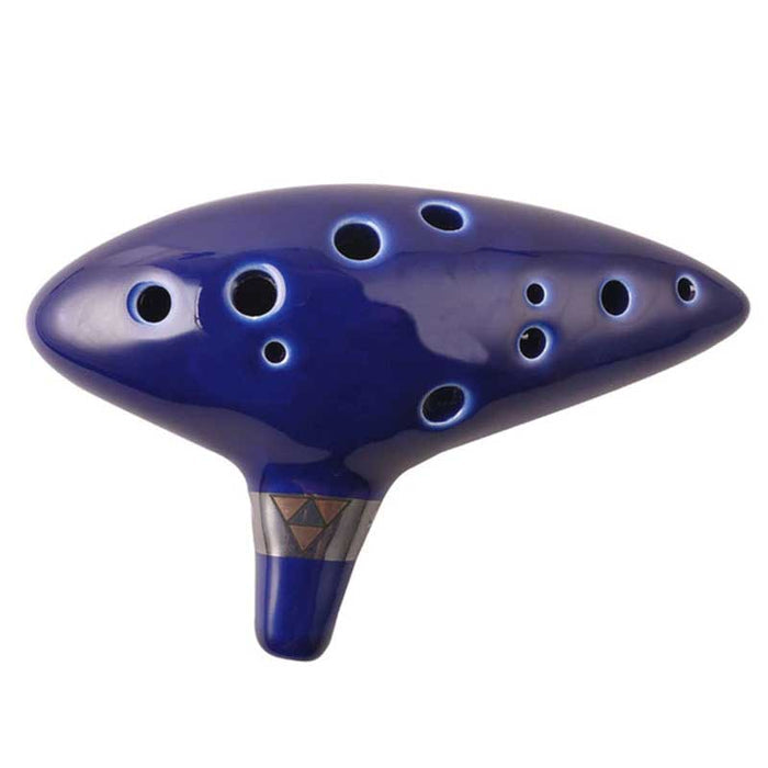 Legend of Zelda Ocarina Ceramic Replica: deep blue, black ocarina, minimal style