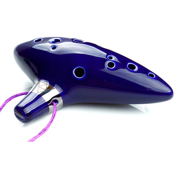 Legend of Zelda Ocarina Ceramic Replica: deep blue, black ocarina, minimal style
