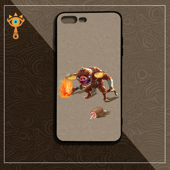 Legend of Zelda Phone Cases with Unique Designs: dark brown, black stylized one-eyed cat-like character, cartoon, kawaii styl