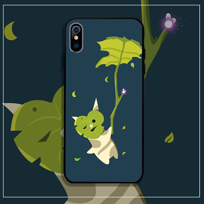 Legend of Zelda Phone Cases with Unique Designs: dark brown, black stylized one-eyed cat-like character, cartoon, kawaii styl
