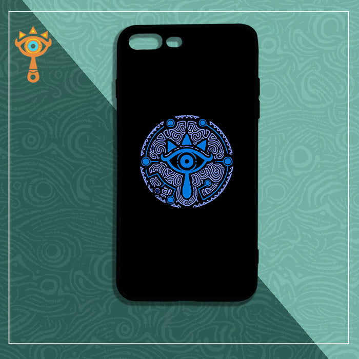 Legend of Zelda Phone Cases with Unique Designs: dark brown, black stylized one-eyed cat-like character, cartoon, kawaii styl