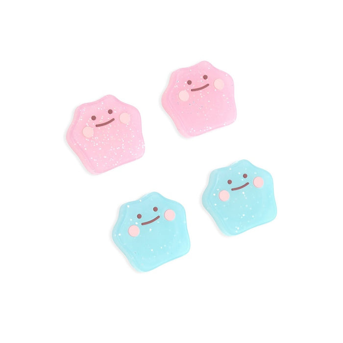 Legends Arceus Switch Accessories Collection: pastel pink, pastel blue smiling blob-like characters, kawaii cartoon style