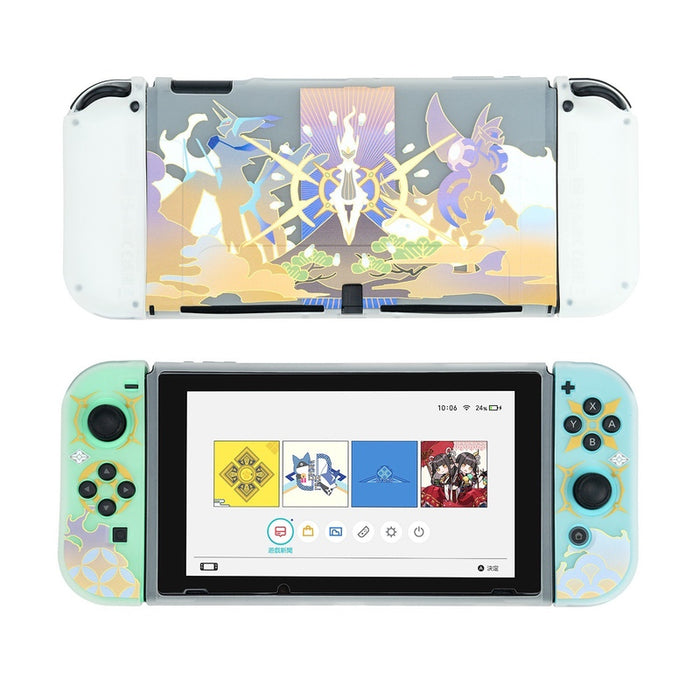 Legends Arceus Switch Accessories Collection: pastel pink, pastel blue smiling blob-like characters, kawaii cartoon style