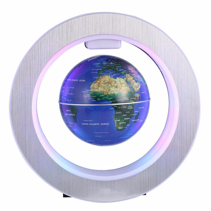 Levitating LED Globe with Magnetic Technology: black, purple world map globe, modern minimalist style