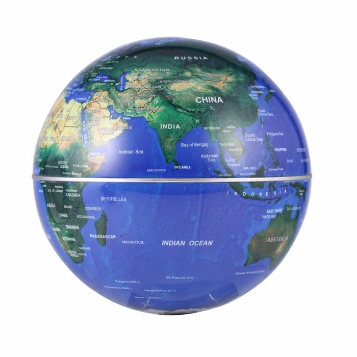 Levitating LED Globe with Magnetic Technology: black, purple world map globe, modern minimalist style