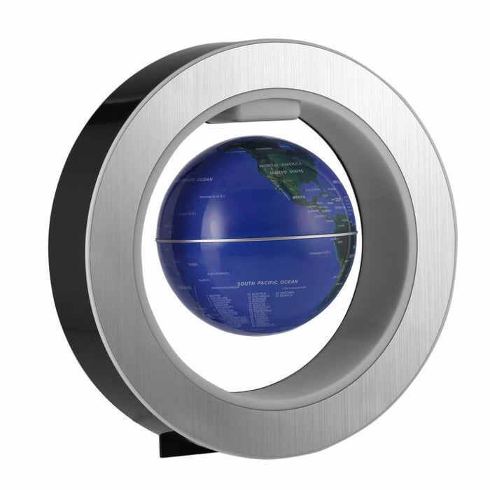Levitating LED Globe with Magnetic Technology: black, purple world map globe, modern minimalist style