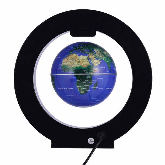 Levitating LED Globe with Magnetic Technology: black, purple world map globe, modern minimalist style