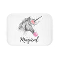 Life is Enchanting Unicorn Bubble Bath Mat: white, gray unicorn, whimsical illustrated style