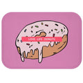 Life of Love Donuts Bathroom Rug: pink, light pink iced donut, cartoon, kawaii style