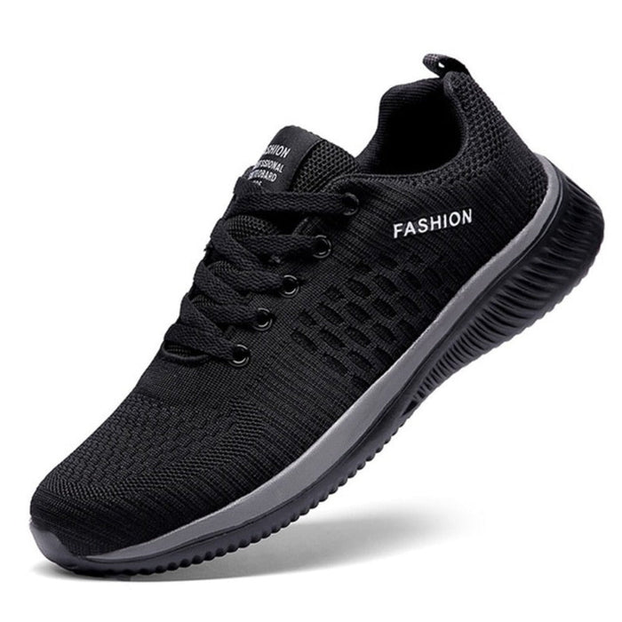 Lightweight Men's Running Shoes: black, dark gray lace-up sneaker, minimal sporty casual style