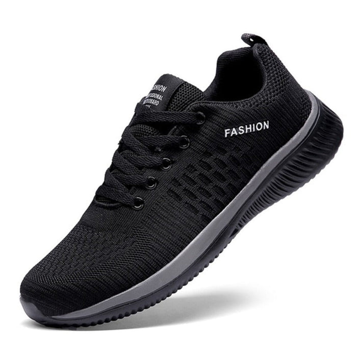 Lightweight Men's Running Shoes: black, dark gray lace-up sneaker, minimal sporty casual style