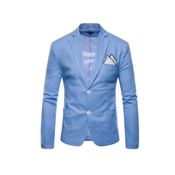 Linen Blazer for Men, Two Button Stylish Jacket: light blue, white blazer jacket, smart casual style