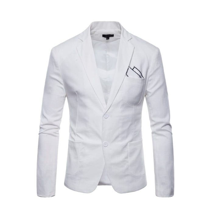 Linen Blazer for Men, Two Button Stylish Jacket: light blue, white blazer jacket, smart casual style