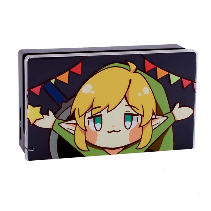 "Link & Korok" Zelda Switch Case: pink, light blue blonde cartoon character, kawaii cartoon style
