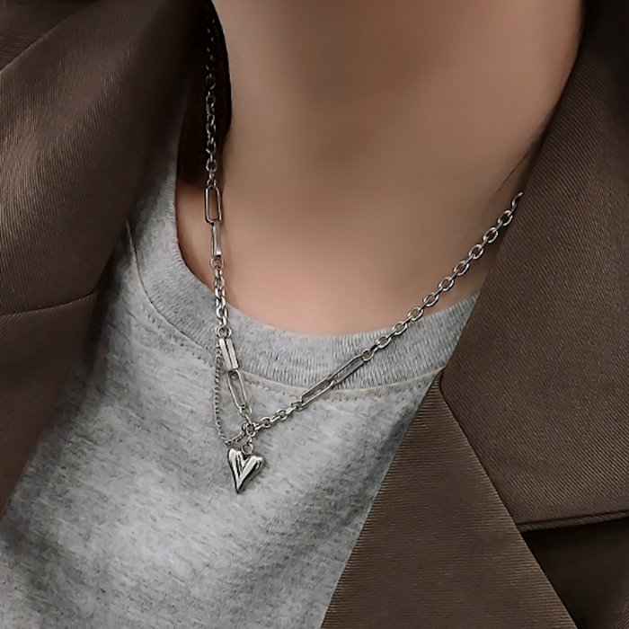 Link Necklace for Women with Heart-Shaped Pendant: Redefining Elegance and Style: gold layered necklace, minimal style