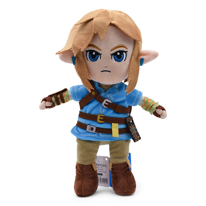 Link Plush Toy for Zelda fans: blue, tan elf-like fantasy character, cartoon style