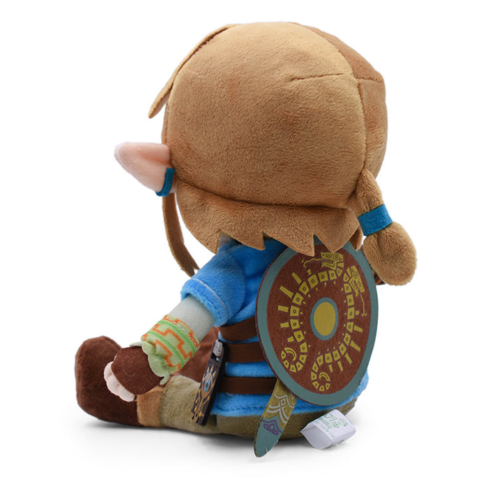 Link Plush Toy for Zelda fans: blue, tan elf-like fantasy character, cartoon style