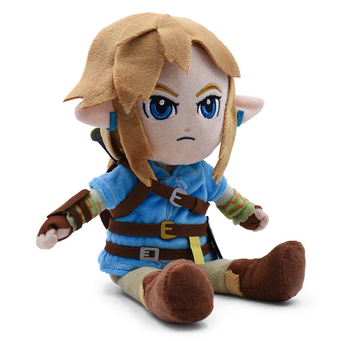 Link Plush Toy for Zelda fans: blue, tan elf-like fantasy character, cartoon style