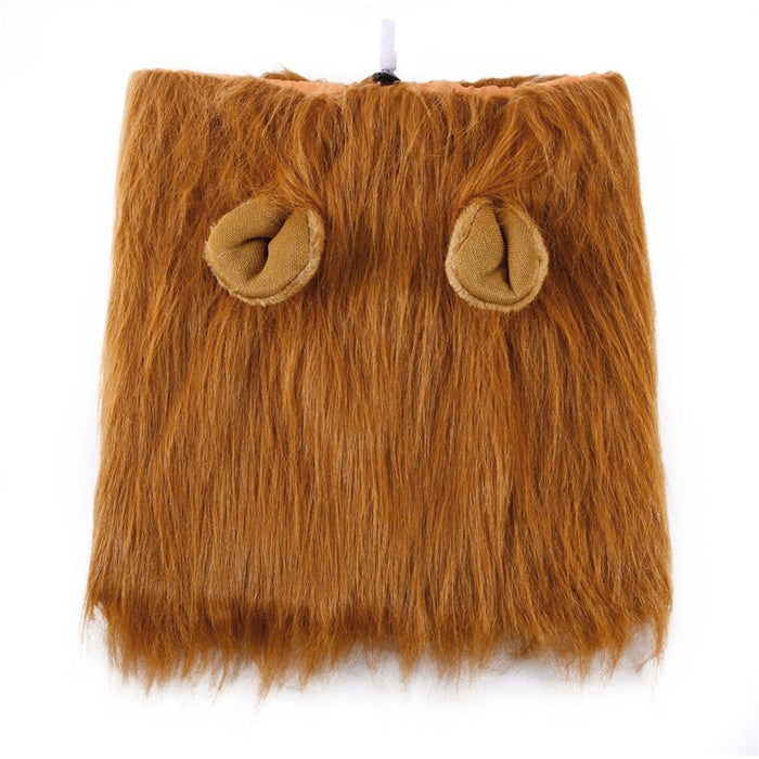 Lion Mane Canine Hairpiece: golden brown, tan lion, realistic animal costume style