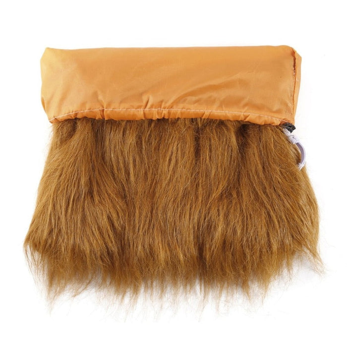 Lion Mane Canine Hairpiece: golden brown, tan lion, realistic animal costume style