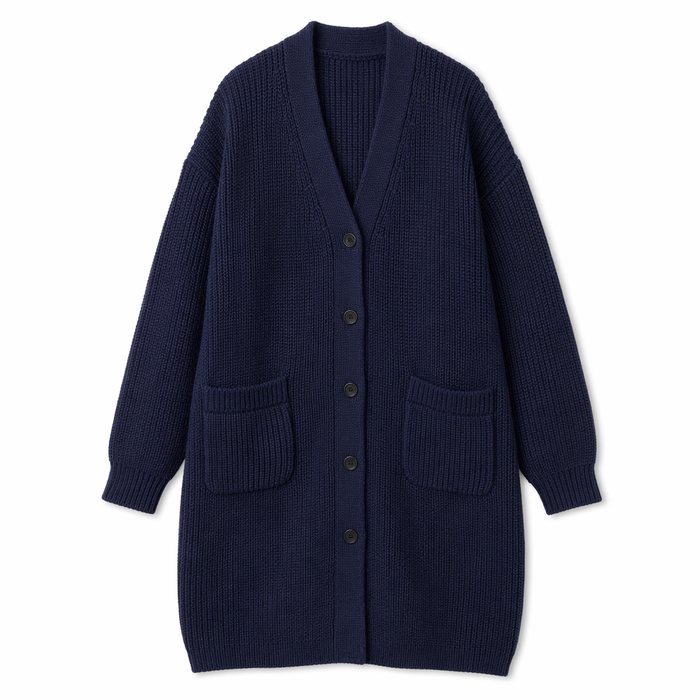 Long Cardigan for Women with Convenient Pockets for Everyday Wear Navy