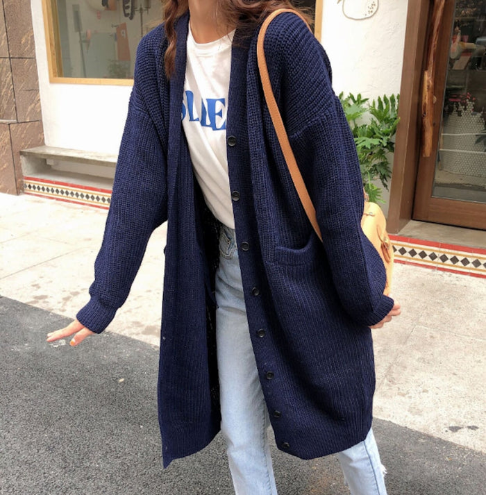 Long Cardigan for Women with Convenient Pockets for Everyday Wear: cream, black long button-front cardigan, casual minimal st