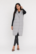 Long Double Breasted Winter Vest for Women Gray