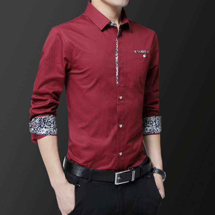 Long Sleeve Floral Button-Up Shirt for Men: navy blue, white button-up shirt, modern casual style