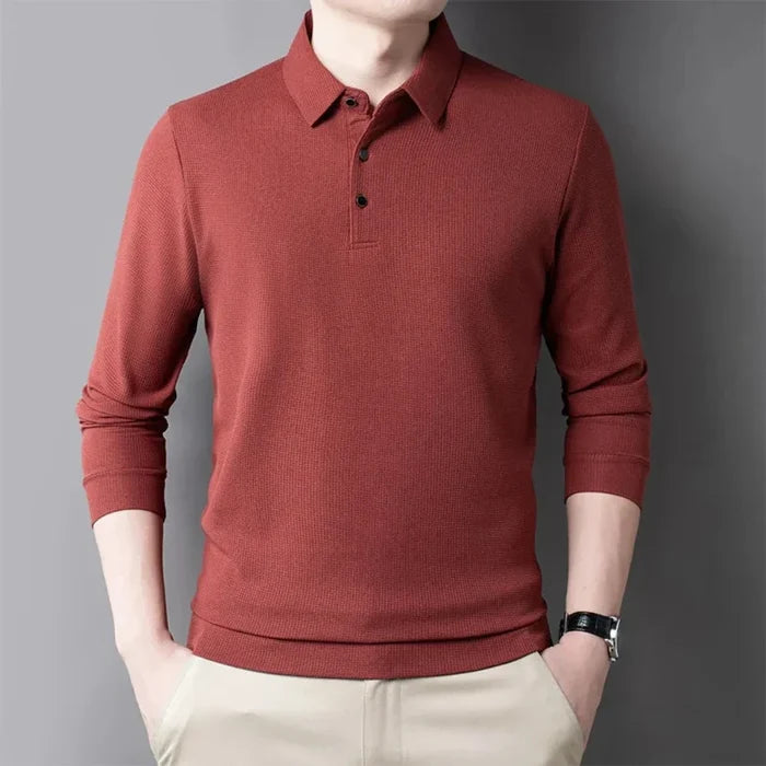 Long-Sleeved Polo Shirt for Men: A Timeless Classic: white, black long-sleeve polo shirt, minimal style