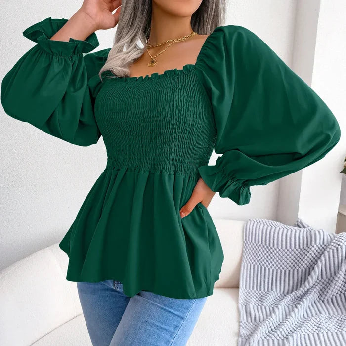 Loose-Fitting Chiffon Blouse for Women: deep burgundy, maroon women's blouse/top, romantic, feminine style