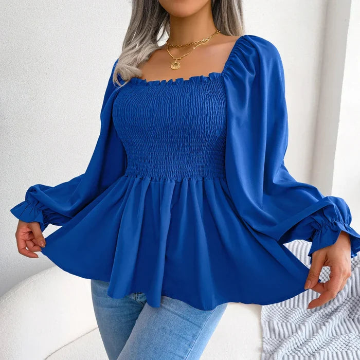 Loose-Fitting Chiffon Blouse for Women: deep burgundy, maroon women's blouse/top, romantic, feminine style