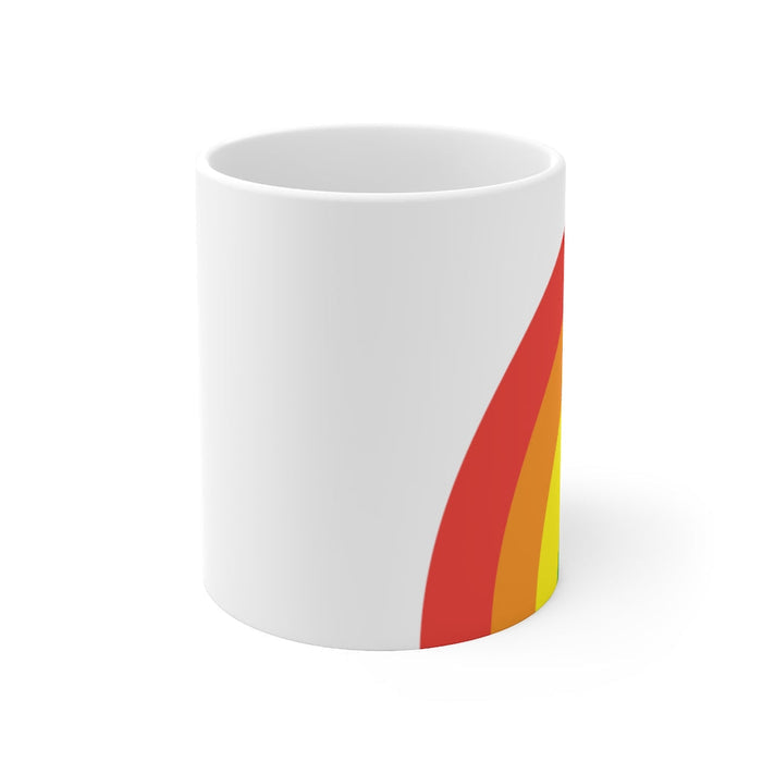 Love Rainbow Mug, 11oz: white, red rainbow, minimal style