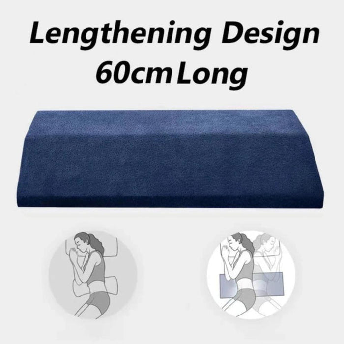 Lumbar Support Memory Foam Pillow: light blue, turquoise illustration/diagram, minimal infographic style