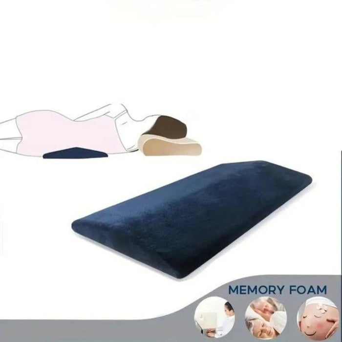 Lumbar Support Memory Foam Pillow: light blue, turquoise illustration/diagram, minimal infographic style