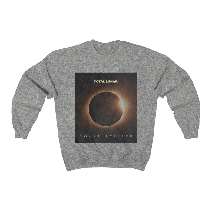 Lunar Space Men's Sweatshirt, Complete: white, black solar eclipse, minimal graphic style