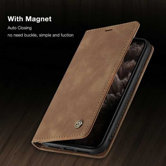 Luxurious Flip Wallet Case with Magnetic Closure for iPhone: brown, black phone flip case, minimal style