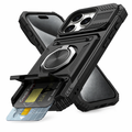Magnetic Kickstand iPhone Armor Card Slot Protective Case Black