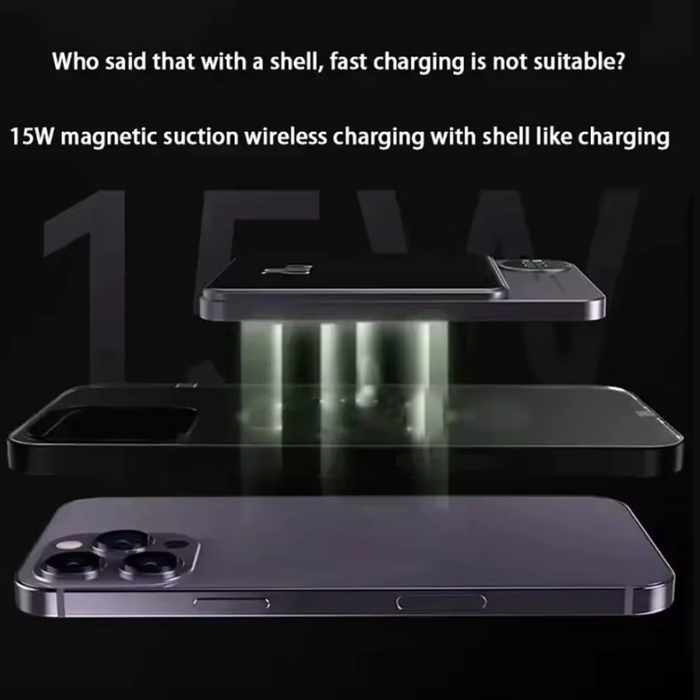 Magnetic Wireless Portable Power Bank, 10000 mAh for iPhone Compatibility: purple, black portable power bank, minimal modern