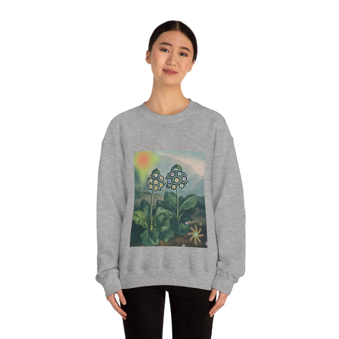 Majestic Botanical Women's Sweatshirt: black, green floral illustration, casual graphic style