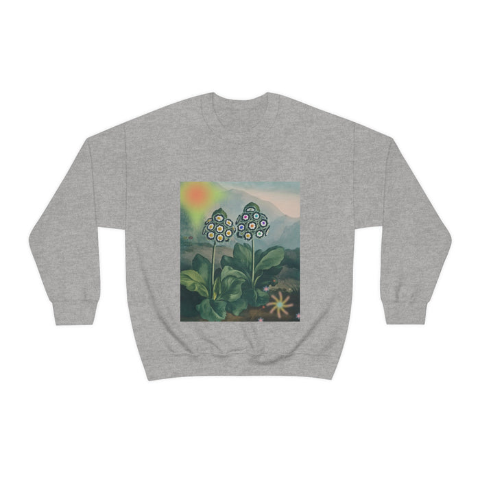 Majestic Botanical Women's Sweatshirt: black, green floral illustration, casual graphic style