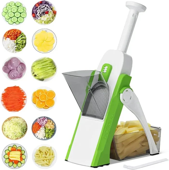 Manual Vegetable and Potato Cutter with Multiple Functions: white, dark gray manual vegetable slicer/cutter, modern functiona