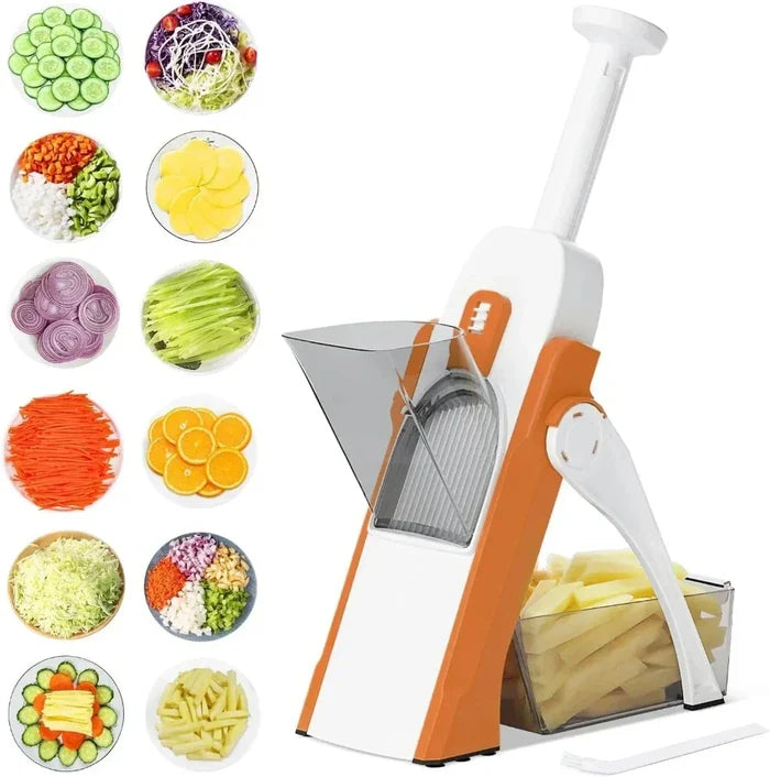 Manual Vegetable and Potato Cutter with Multiple Functions: white, dark gray manual vegetable slicer/cutter, modern functiona