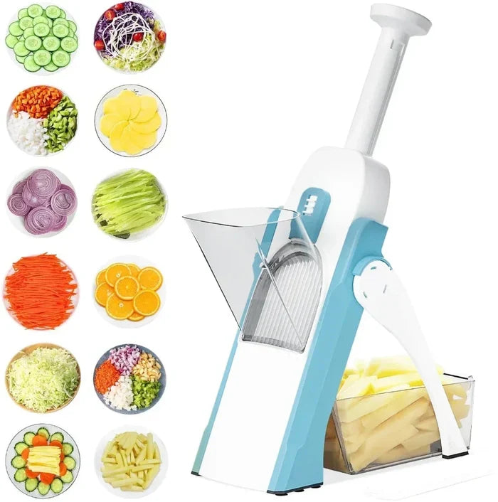 Manual Vegetable and Potato Cutter with Multiple Functions: white, dark gray manual vegetable slicer/cutter, modern functiona