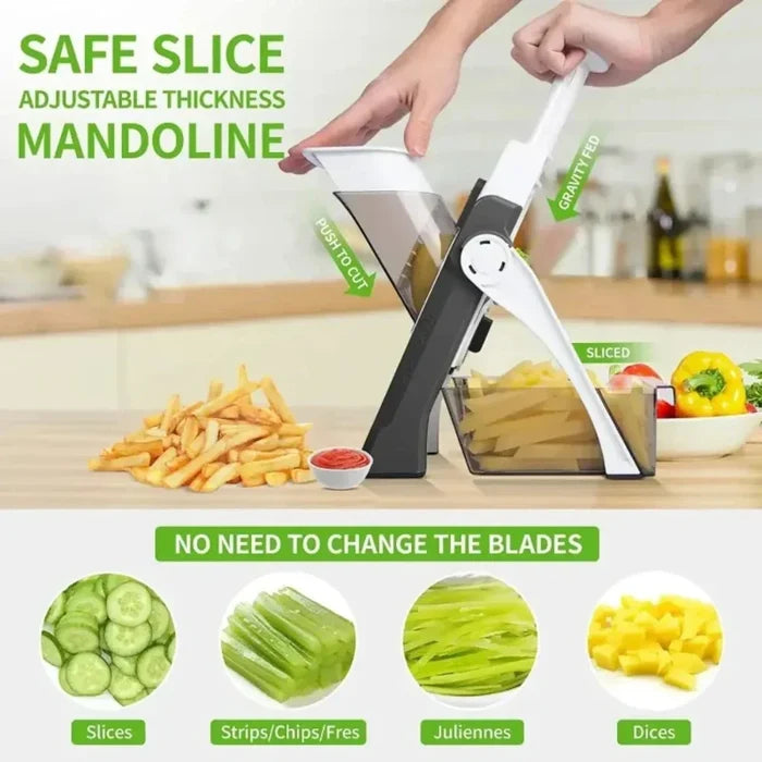 Manual Vegetable and Potato Cutter with Multiple Functions: white, dark gray manual vegetable slicer/cutter, modern functiona