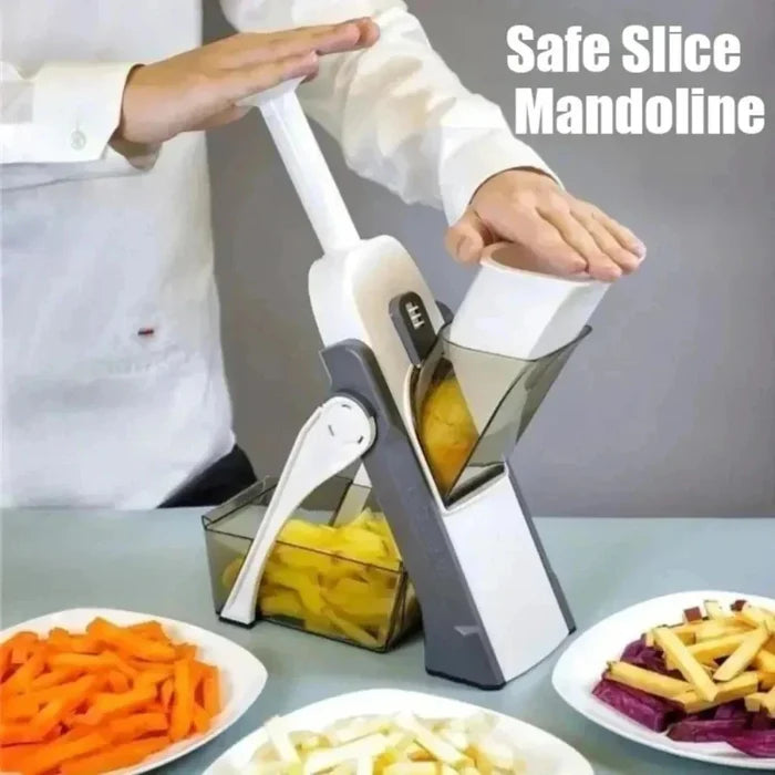 Manual Vegetable and Potato Cutter with Multiple Functions: white, dark gray manual vegetable slicer/cutter, modern functiona
