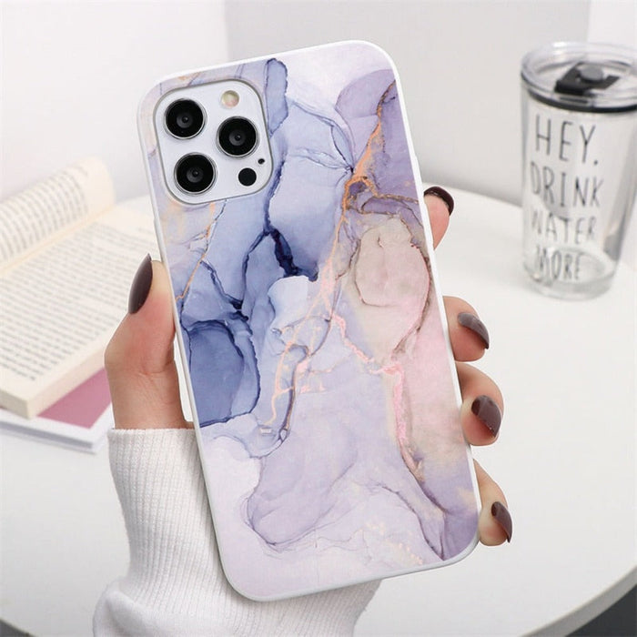 Marble Gradient Design iPhone Protective Cover: lavender, pale purple smartphone case, minimal abstract style